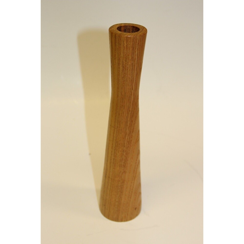 Vintage Wood Candle Stick Holder Hygge MCM Mid Century Modern 9" Signed Boho
